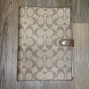 Coach Signature Pattern Journal in Tan and Brown